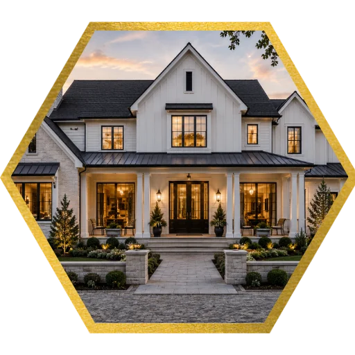 custom-membership-plan-modern-luxury-farmhouse-home-exterior-in-gold-hexagon-frame